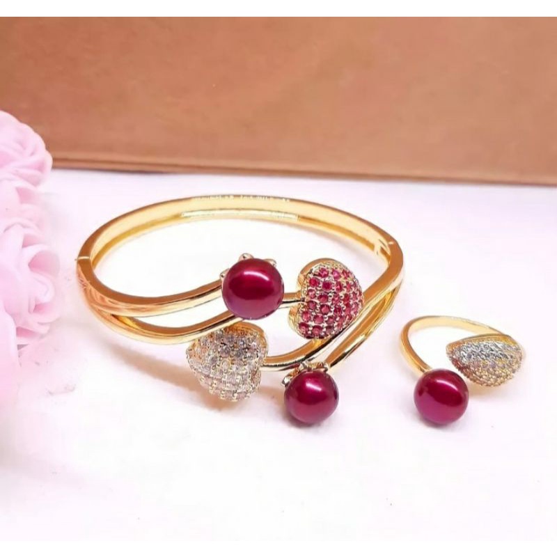 Set Gelang Cincin Mutiara Lombok Asli||set perhiasan||set perhiasan xuping||set perhiasan titanium||