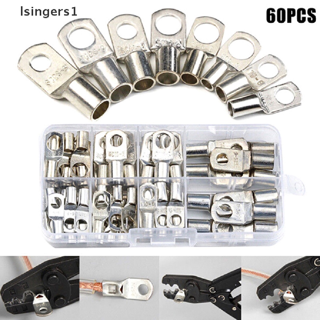 (lsingers1) 60pcs Ring Konektor Terminal Kabel Listrik Bahan Tembaga