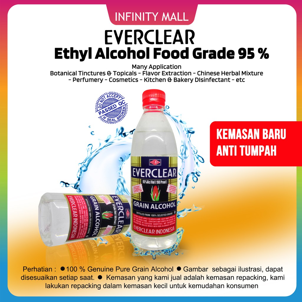 Everclear Alkohol Food Grade Pure Grain Ethyl Alcohol 95% 500ML PGA