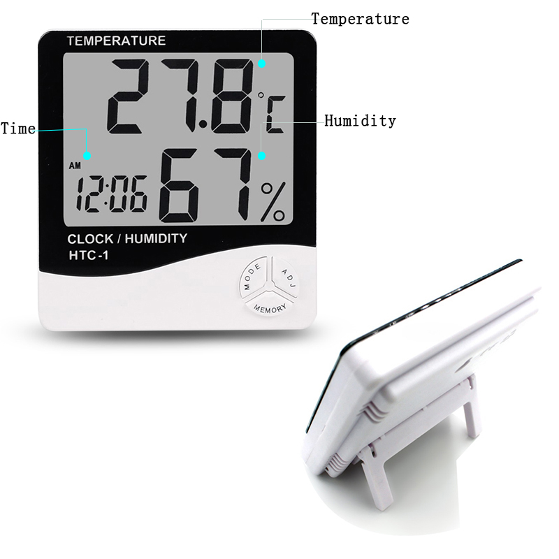 HTC-1 HTC-2 Digital Hygrometer Digital Thermometer Clock Hermometer In/Out