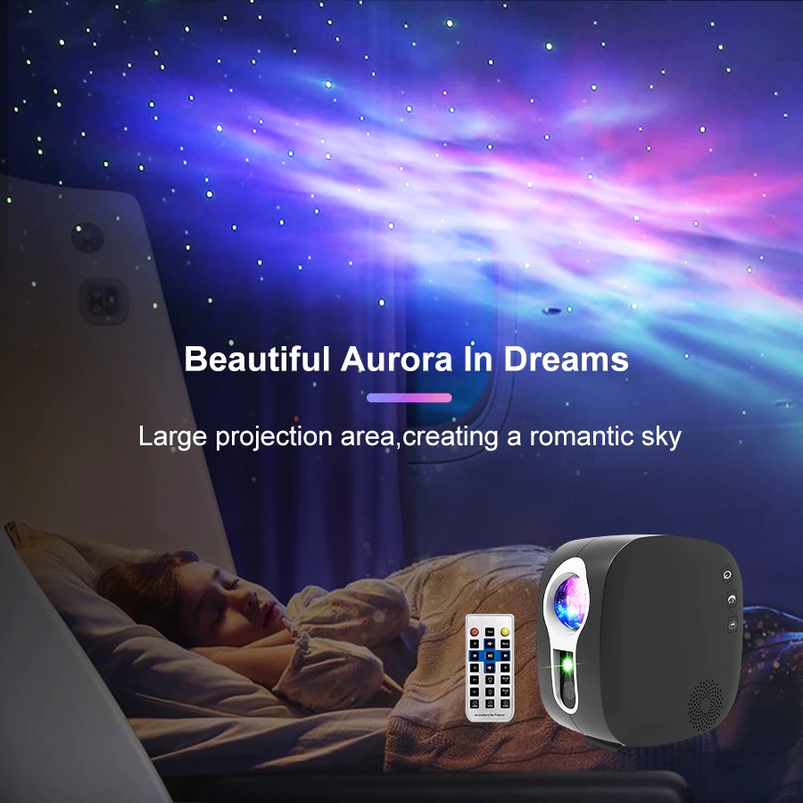 Speaker Bluetooth Lampu Proyektor Tidur Cahaya Bintang Galaxy