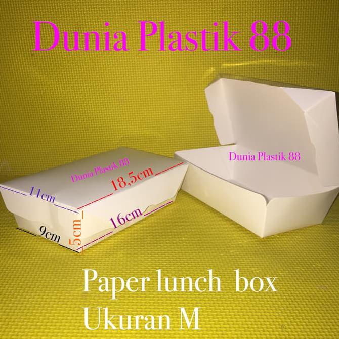 

isi 50pcs paper lunch BOX kotak dus makanan nasi KERTAS uk M take away SALE