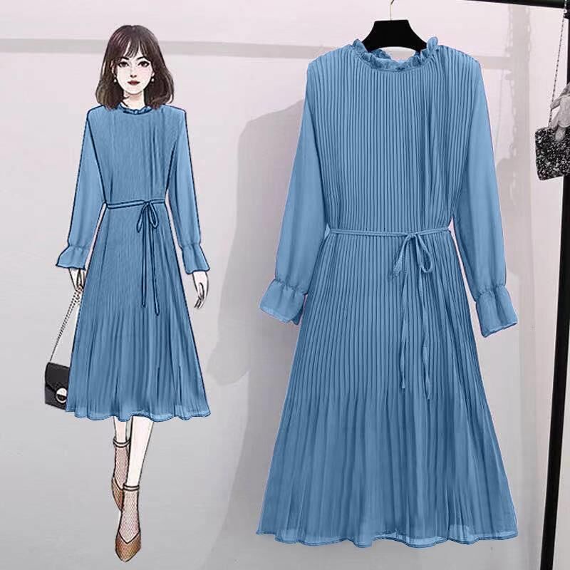 Large women's dress 2021 spring and autumn new fat mm medium and long style fashion temperament fore