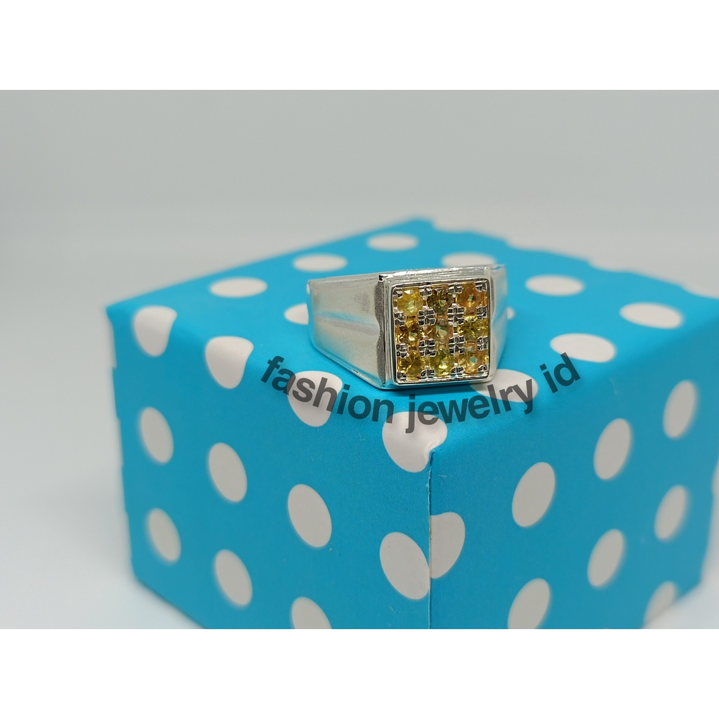 Cincin pria natural yellow sapphire ring perak
