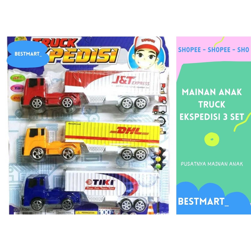 MAINAN ANAK LAKI LAKI MOBIL MOBILAN TRUK EKSPEDISI OCT6355 MAINAN TRUK ISI 3PCS