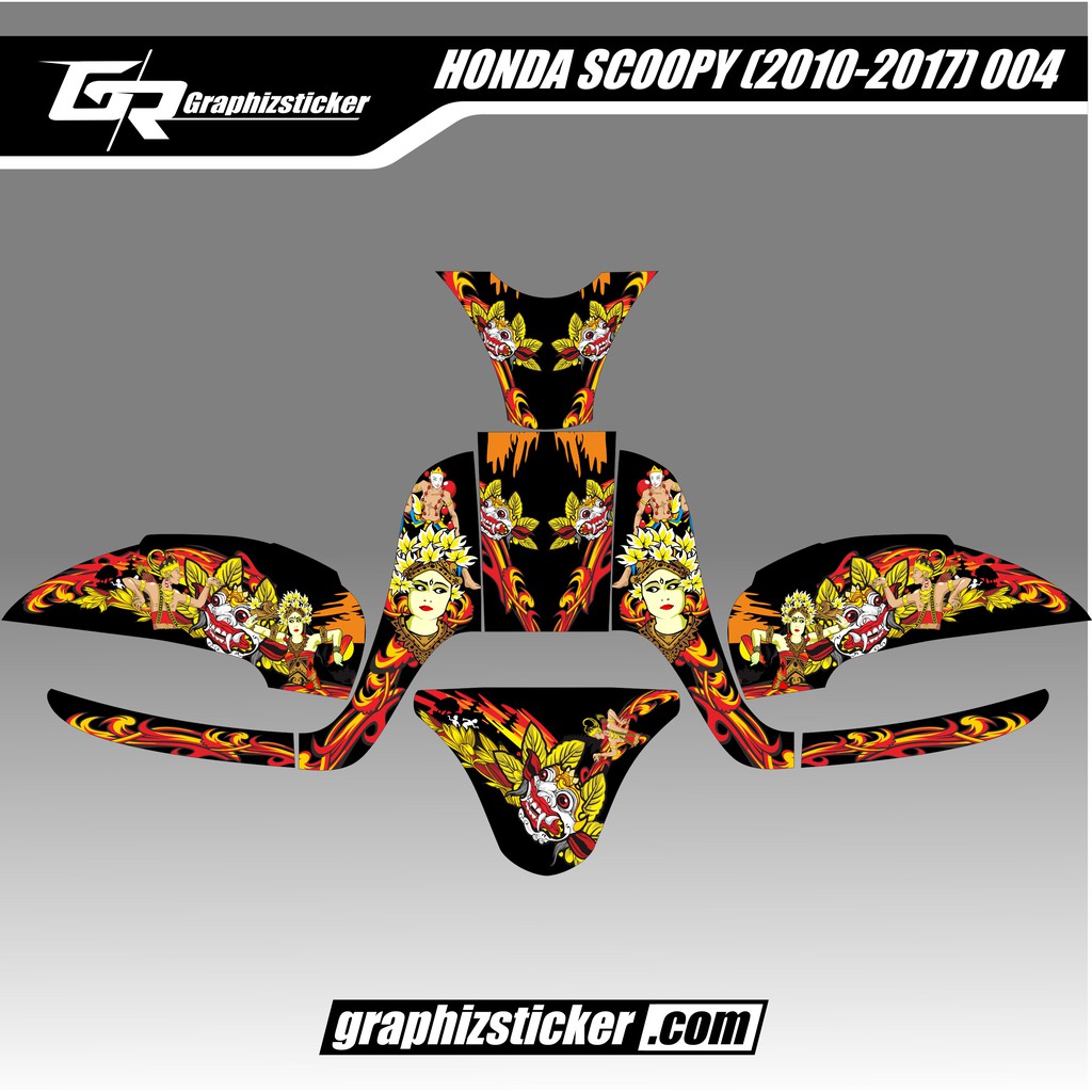 DECAL STICKER MOTOR HONDA SCOOPY BARONG HITAM