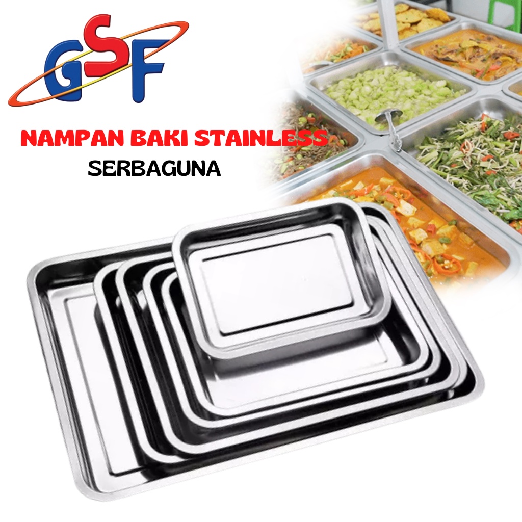 Jual Nampan Baki Stainless Wadah Tempat Saji Makanan Prasmanan Baki