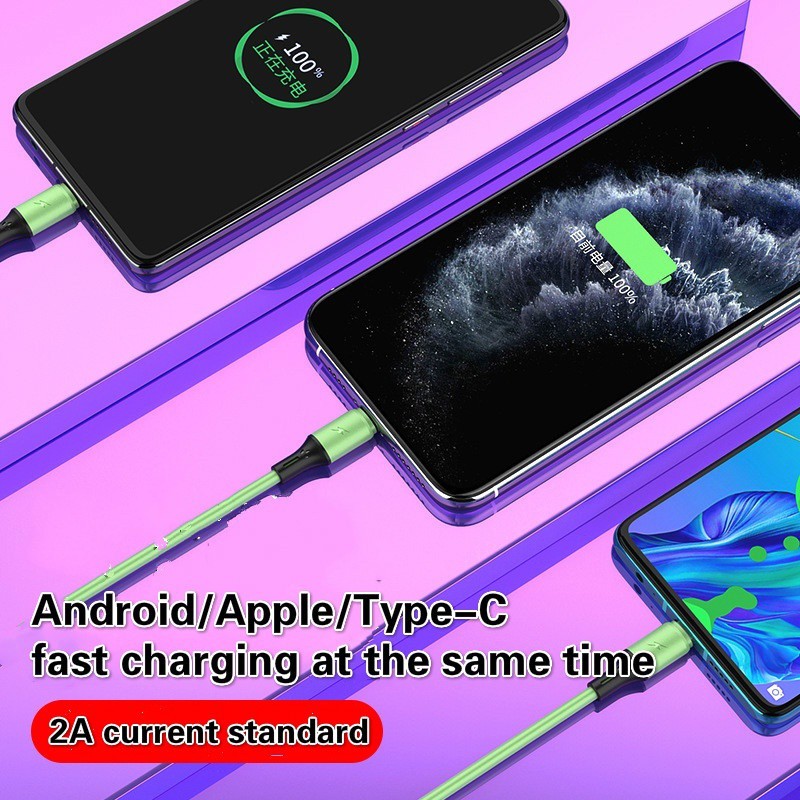Bahan Silikon Cair Charger Multi Fungsi 3in1 Universal Fast Charging Kabel USB Untuk Android Apple Type-C