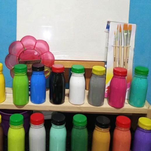 

paket hemat melukis(4 botol cat akrilik+bak cat+5kuas lukis& kanvas)