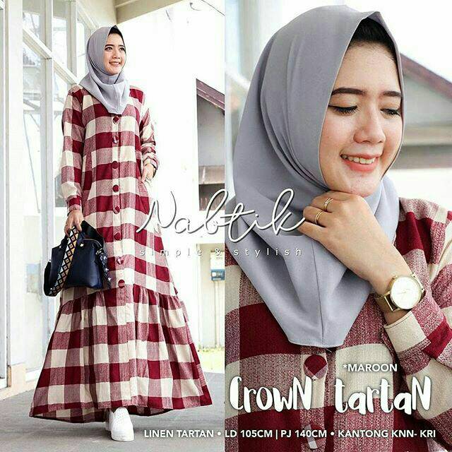 Crown Tartan, DRESS MUSLIM, baju wanita, baju gamis, dress, gamis, Baju gamis, fashion wanita