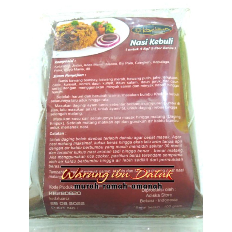 

Bumbu nasi kebuli murah dan enak cap KHABUN 100g