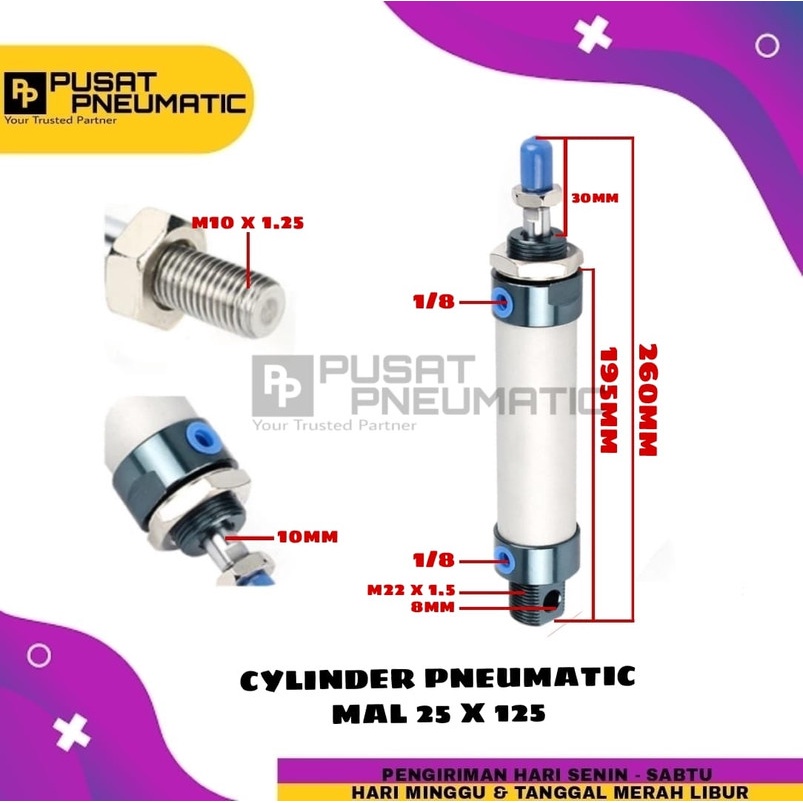 

MAL 25x125 CYLINDER PNEUMATIC MAL 25 X 125