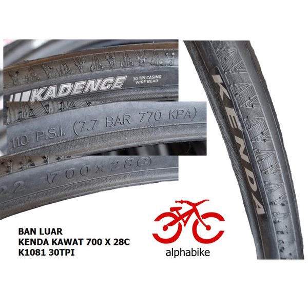 BAN LUAR 700 X 28C - 700X28C KENDA KADENCE 30TPI 700 X 28 ROAD K1081