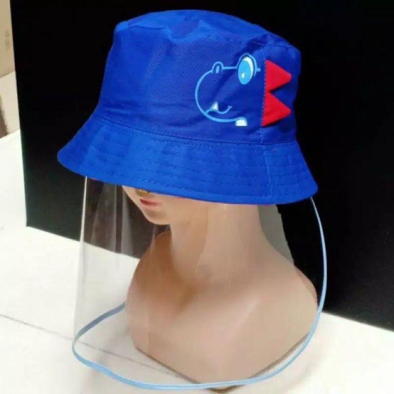 TOPI BUCKET DINO VISOR / TOPI ANTI CORONA ANAK / TOPI DINO BULAT / TOPI BUCKET ANAK VISOR TOPI DINO