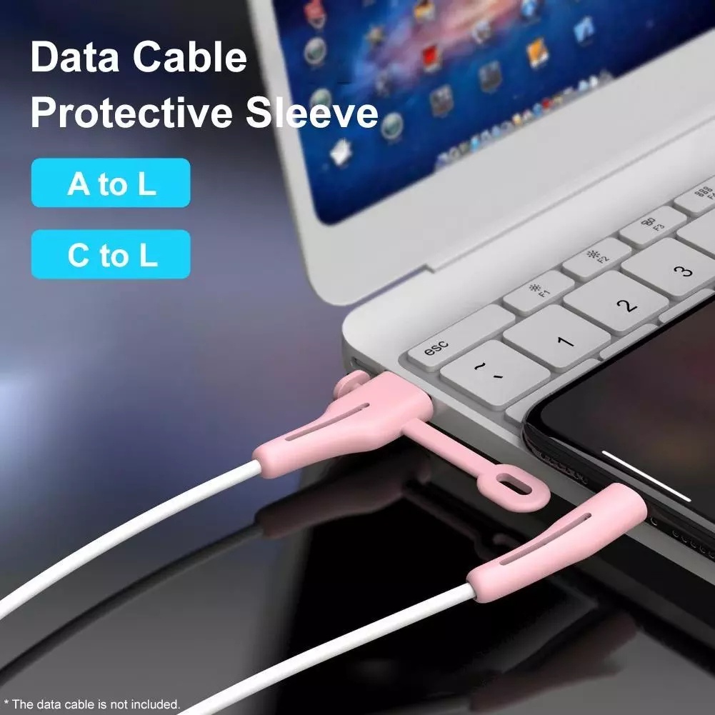 [ 2Pcs/set Soft Silicone USB-A to Lighting Data Line Protector Sleeve ] [ USB Charger Data Cable Protector Sleeve ]