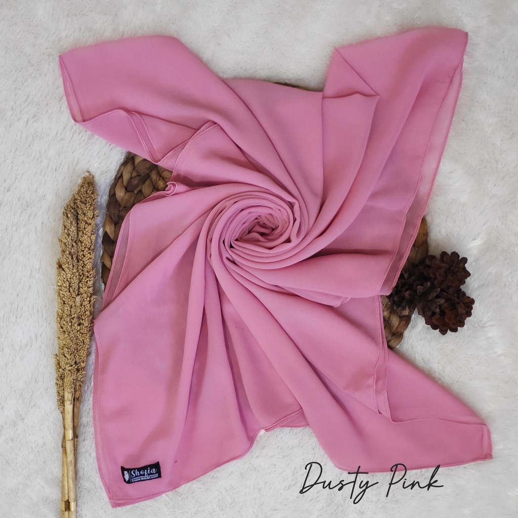 [200x75] HIJAB PASHMINA JAHIT TEPI CERUTY BABY DOLL, PASHMINA CERUTI, JILBAB PASHMINA, PASMINA-Dusty Pink