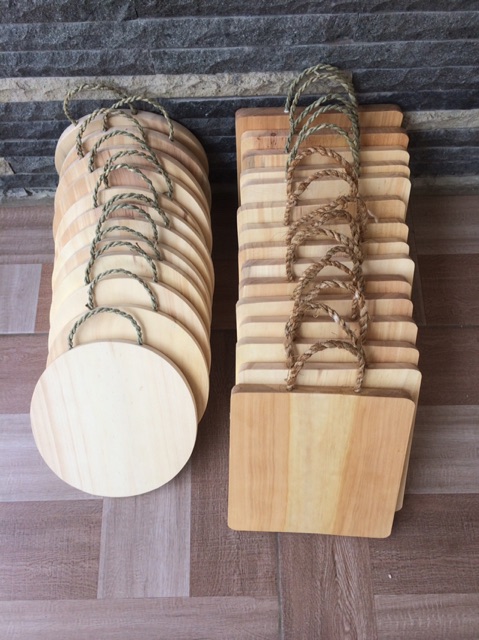 Souvenir 15cm Talenan Tali 15cm Bulat / Kotak Talenan Gantung Talenan Kayu Pinus