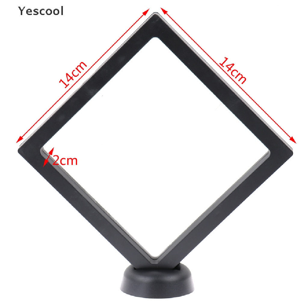 Yescool Kotak Frame Display Holder Koin / Perhiasan Bentuk Persegi 3D Dengan Stand