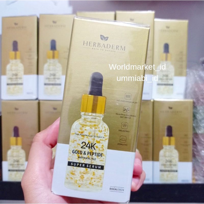 [ READY STOCK ] SUPER SERUM HERBADERM | SERUM GOLD 24K |  ORIGINAL TURKI 100%