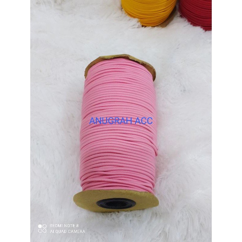 tali karet elastis cord 2.5mm-Merah muda