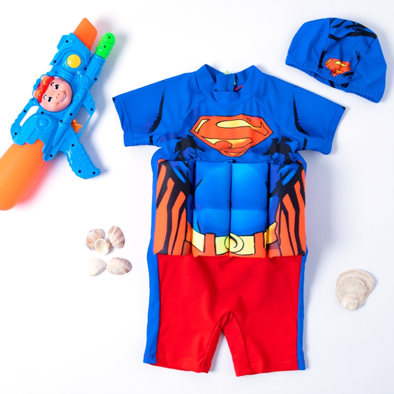 BAJU RENANG APUNG ANAK LAKI-LAKI PAKAIAN BERENANG MENGAPUNG ANAK PELAMPUNG MENGAMBANG MOTIF SUPERMAN