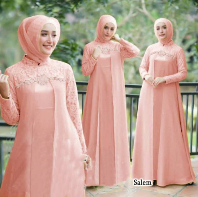 ALMIRAH 12 - BISA COD✔️  MAXI ELENA LD 106 BAHAN MOSCREPE TEBAL KOMBI BRUKAT NO. PASMINA