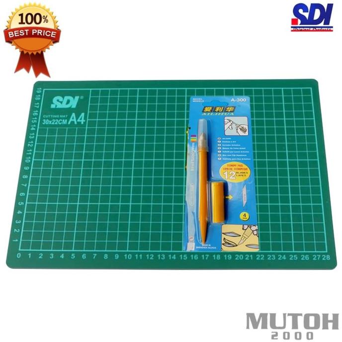 

PROMO CUTTING MAT SDI A4 + CUTTER PEN HIGH QUALITY 12 REFILL (LIKE OLFA) BERKUALITAS