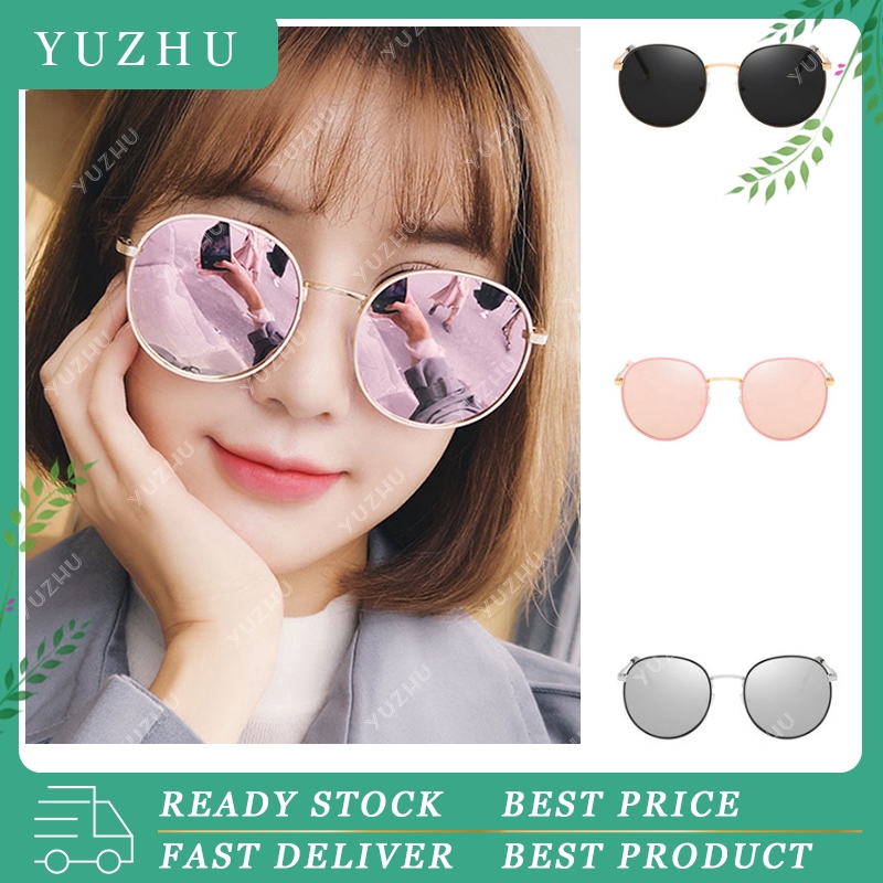 (YUZHU) Ready Stock Kacamata Sunglasses Wanita  Anti UV  Round Kacamata Hitam