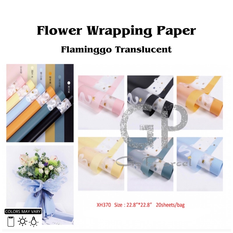 ( 5 Lembar ) FLAMINGGO TRANSLUCENT - KERTAS BUNGA FLOWER WRAPPING PAPER KOREAN CELLOPHANE - RANGKAIAN KARANGAN BUKET BUNGA FLORIST