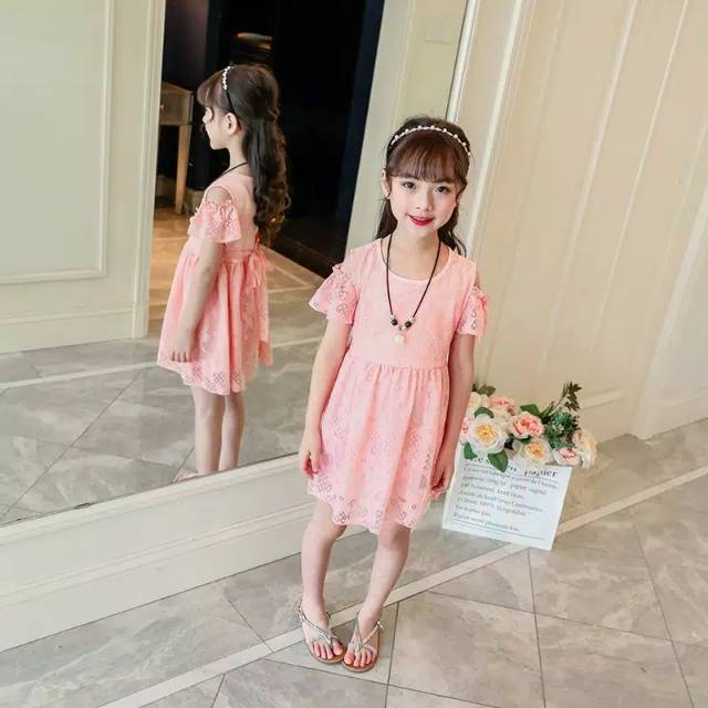 Dress lace pink, dress anak import, dress anak, baju import, baju anak perempuan, baju anak import, 