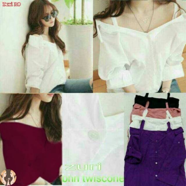 Zuri RO blouse blus Wanita Jepang Korea Trendy Modern terkini twiscone merah salem maroon navy