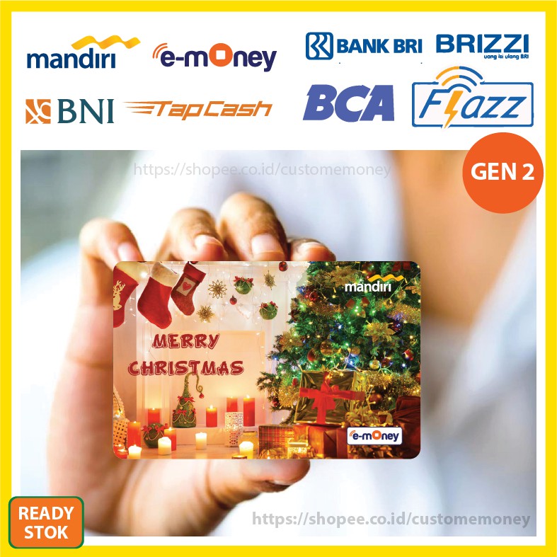 Emoney Design Natal Merry Christmas 9 Etoll E-Money Mandiri Flazz GEN 2 BNI Tapcash BRI Brizzi -1 SISI