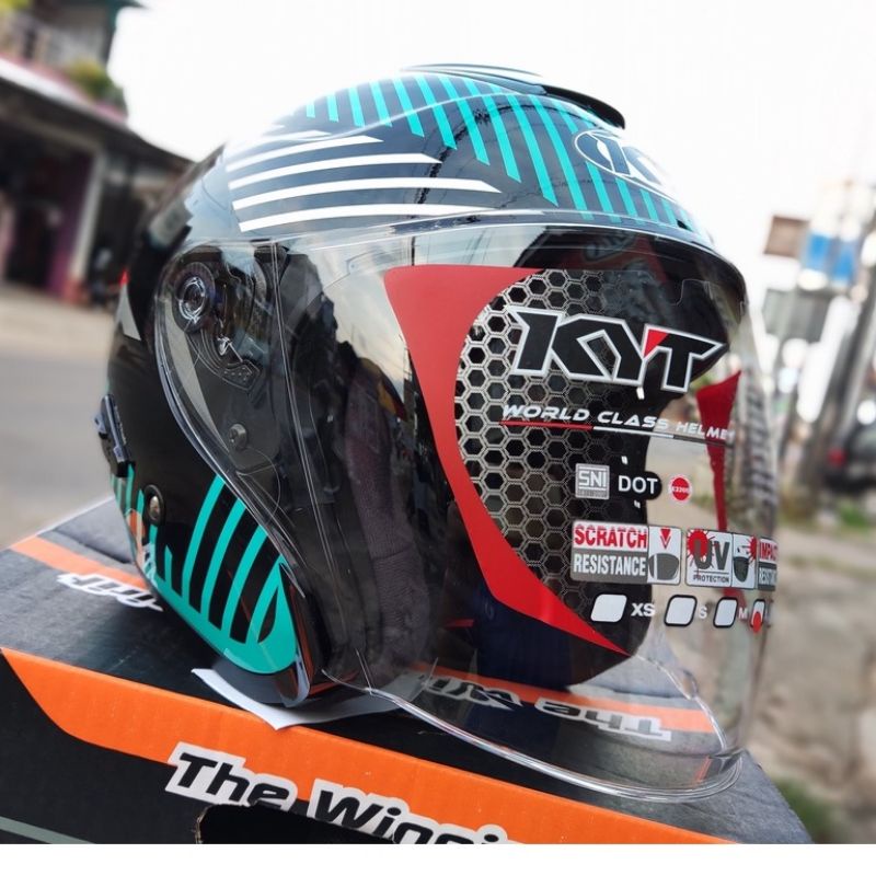 HELM KYT KYOTO MOTIF 4 BLACK GREEN ORIGINAL HELM TOURING KYT KYOTO ORIGINAL MOTIF 4 BLACK GREEN MURA