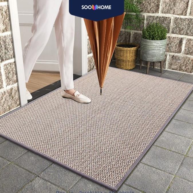 Keset Outdoor Karpet Alas Kaki Pintu Rumah Tenun Premium Floor Mat - 44x75cm, Abu-abu Lc