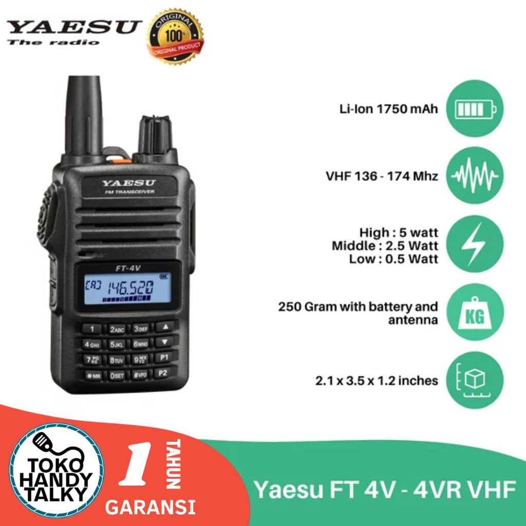 HANDY TALKY YAESU FT-4V/FT-4VR 4V VHF  SINGLEBAND NEW ORIGINAL GARANSI RESMI POSTEL