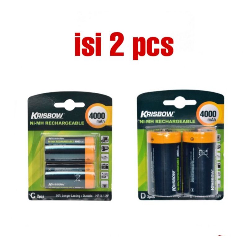 BATERAI TYPE C DAN D RECHARGEABLE KRISBOW / BATRE CAS KRISBOW / BATTREI CHARGER