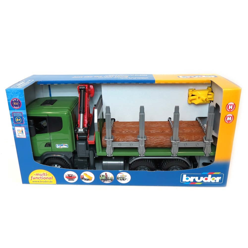 BRUDER 3524 Scania R-Series Timber Truck With Crane & 3 Logs