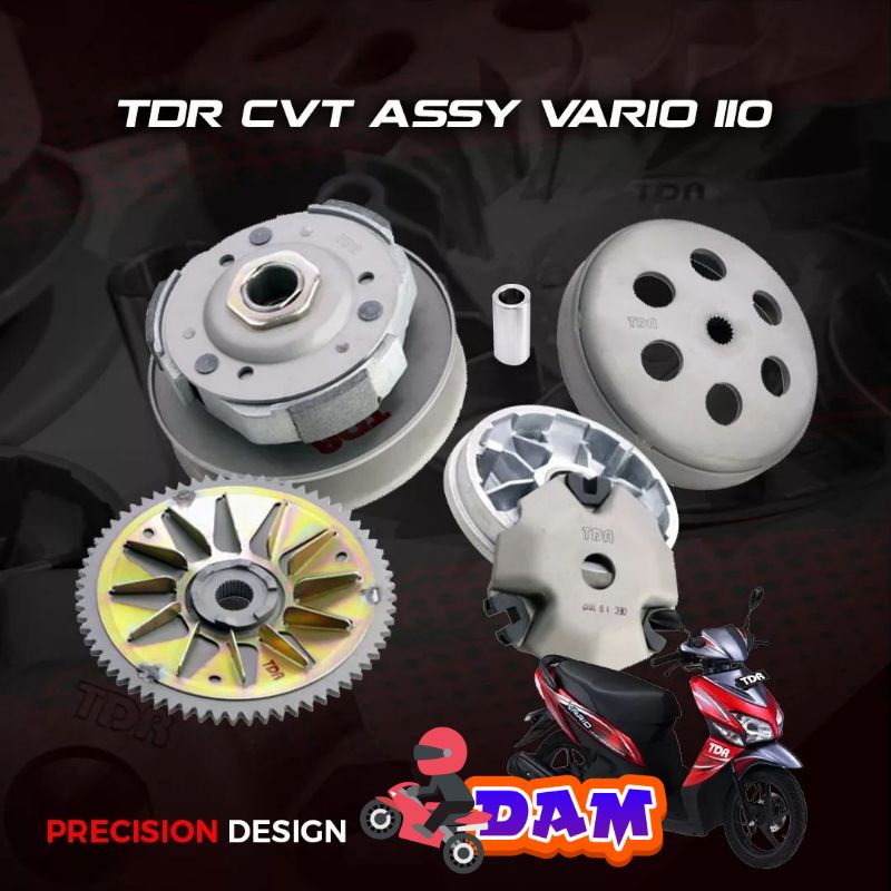 Paket full set CVT TDR Assy Vario 110 karbu - Pulley Cvt set Vario 110 karbu