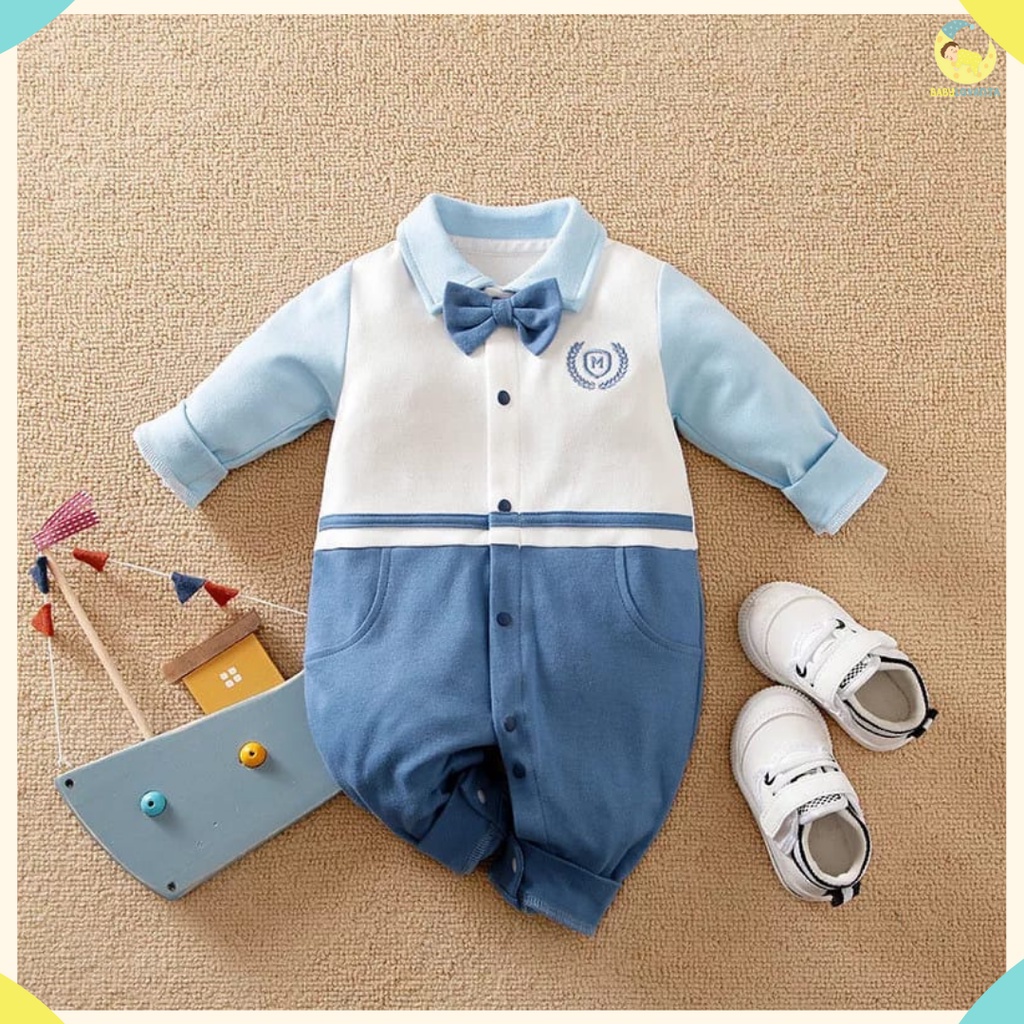 BABYLOVANTA- Jumper lucu baby boy Jumper anak premium  Motif Biru Dasi Kupu 873