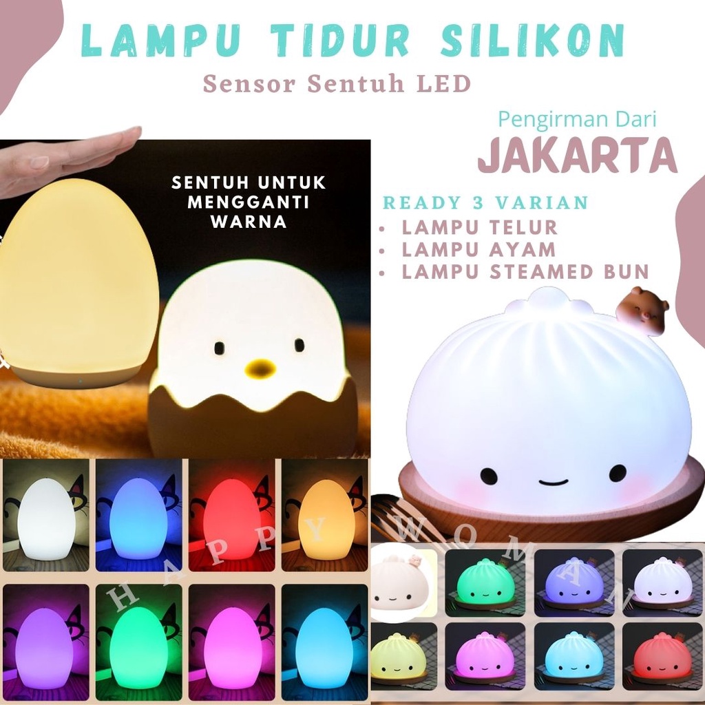 Lampu Tidur Anak Lucu Silicon Egg Shell Lampu Telur Unik Silicone Chick Silicon Night  Steamed Bun