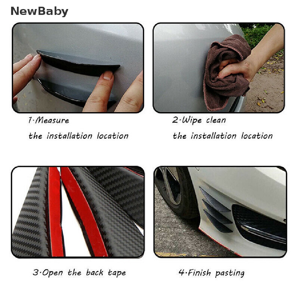 NewBaby 6Pcs Car Front Bumper Lip Splitter Fins Body Spoiler Canards Refit Gloss Black ID