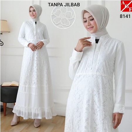 Baju Gamis Putih TERBARU Buat Undangan Pesta Dan Umroh/Gamis Putih wanita syari model  Busui  #814