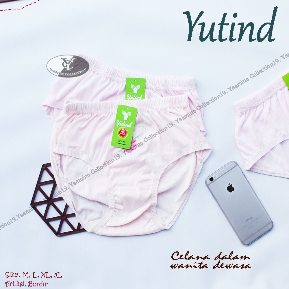 ( 12pc ) CD Yutind Bordir | Celana Dalam Wanita Motif Bordir Bunga Karet Kerut - May Yasmine