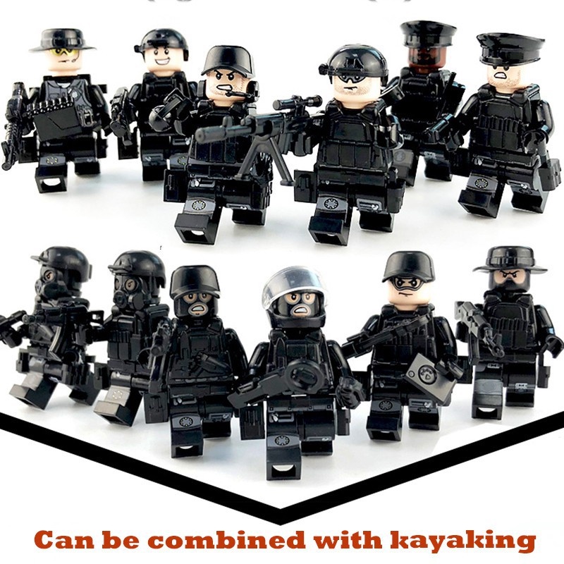 12pcs Mainan Balok Bangunsusun Model minifigures Bentuk Pasukan Khusus Militer