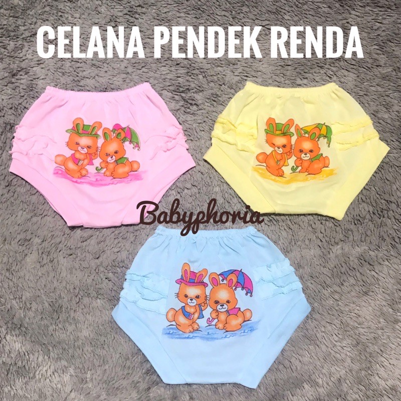 (Isi 3) Celana Renda Bayi Warna / Celana Pendek Bayi