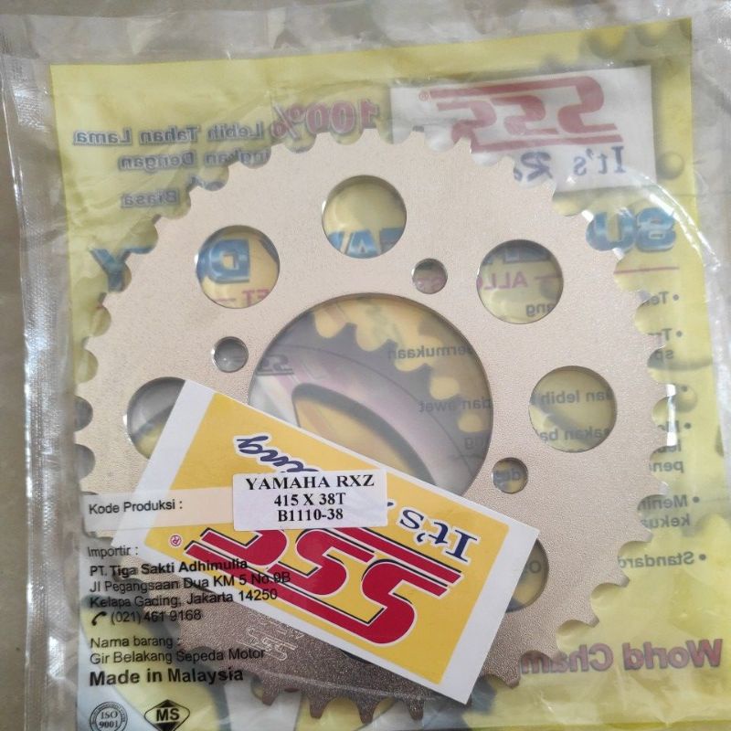 Gear Belakang SSS 415 28 30 31 32 33 34 35 36 37 38 39 40 41 RXZ RXKing Jupiter Vega MX FIZR-SSS 415-38