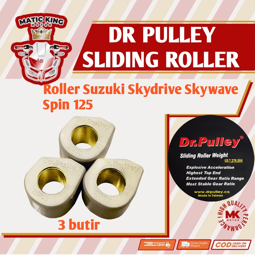 Sliding Roller Suzuki Skydrive Skywave Spin 125 DR PULLEY 09gr  10 11 12 13 14 15 16 17 18 19 / 3 Butir