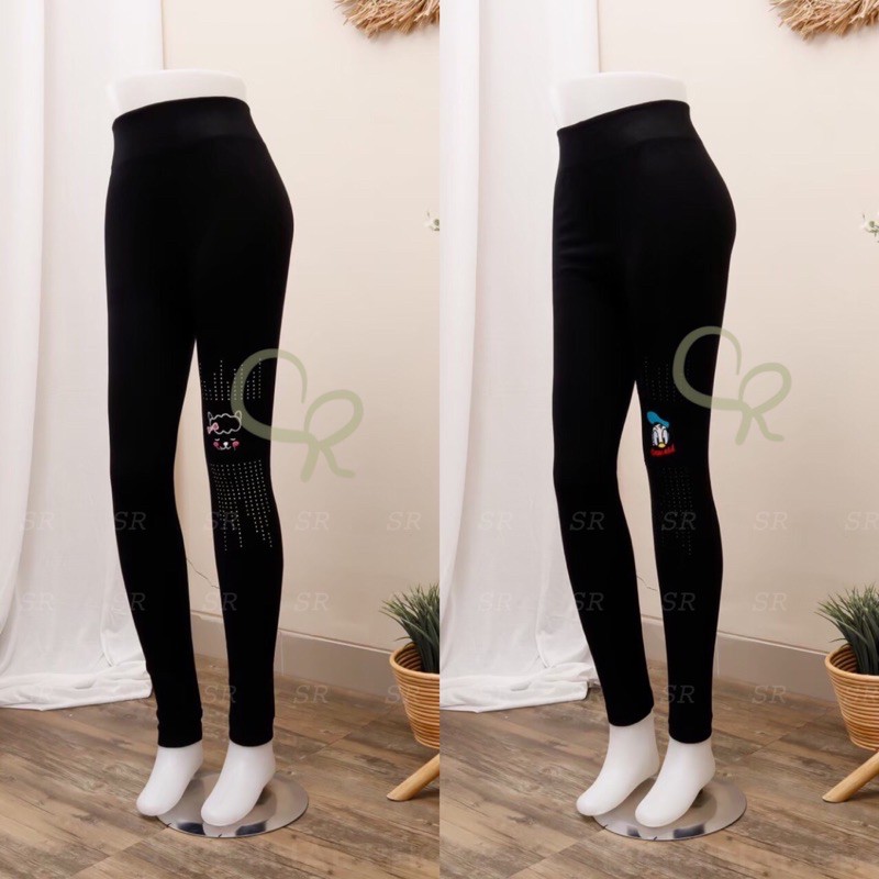 Legging Import Wanita Kombinasi Bordir Motek Cantik Katun Korea Jumbo