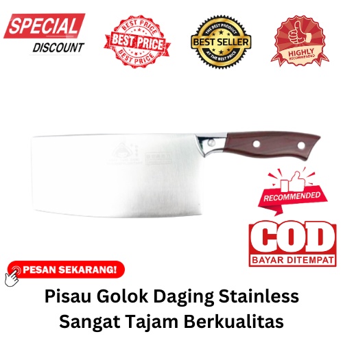 [BISA COD] PROMO Pisau Golok Daging Stainless 1425 Sangat Tajam Berkualitas Pisau Cincang Pisau Dapur Anti Karat Murah