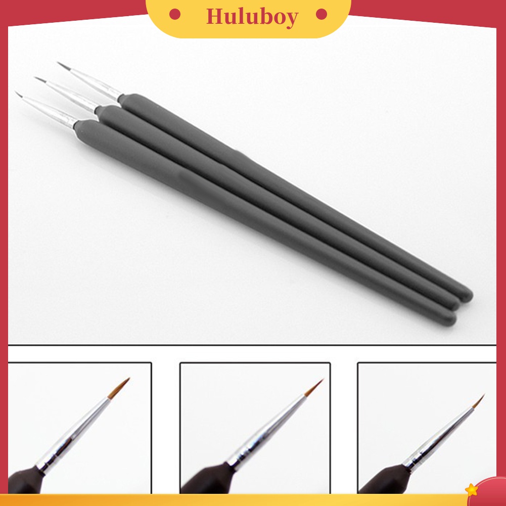 Huluboy Huluboy♡ 3pcs / Set Brush Pen Dotting Untuk Menggambar / Melukis Kutek UV Gel